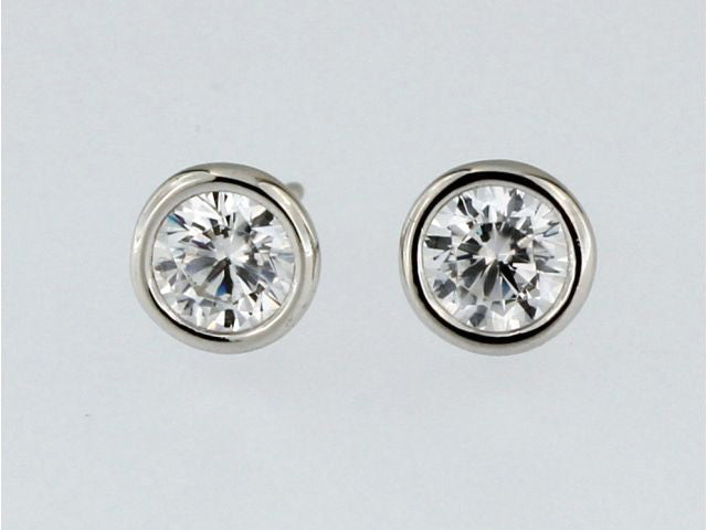 Bezel Set Cubic Stud Earrings