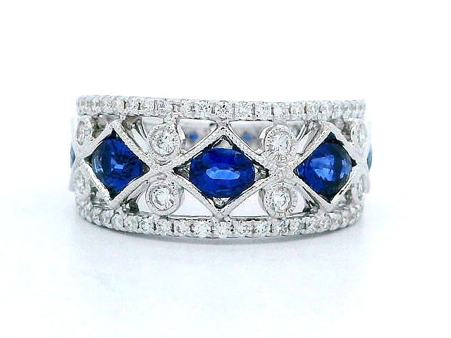 Blue Sapphire & Diamond Band