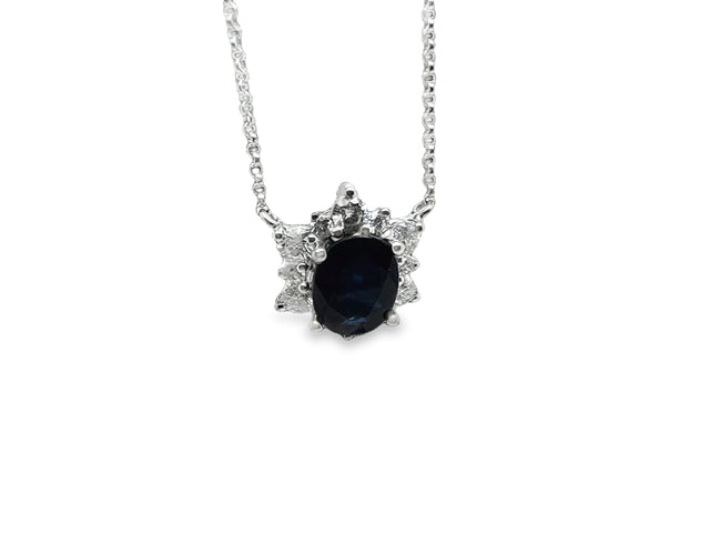 Blue Sapphire & Diamond Necklace