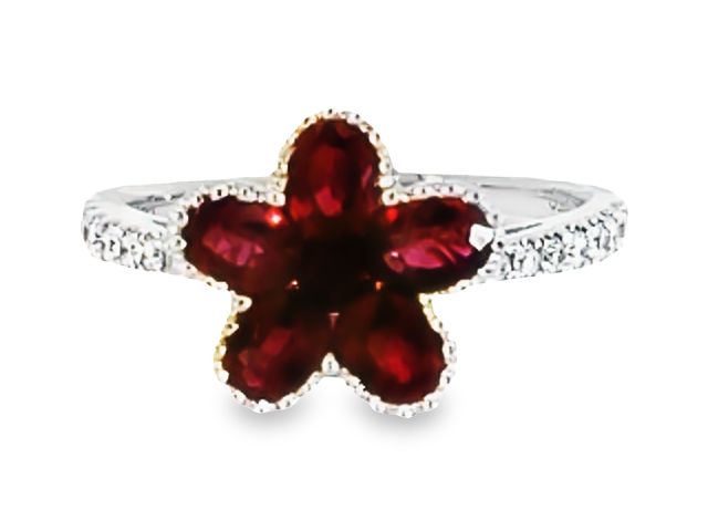 18KT Ruby Flower Ring