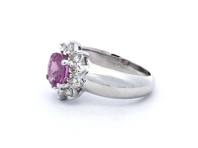 Pink Sapphire & Diamond Ring