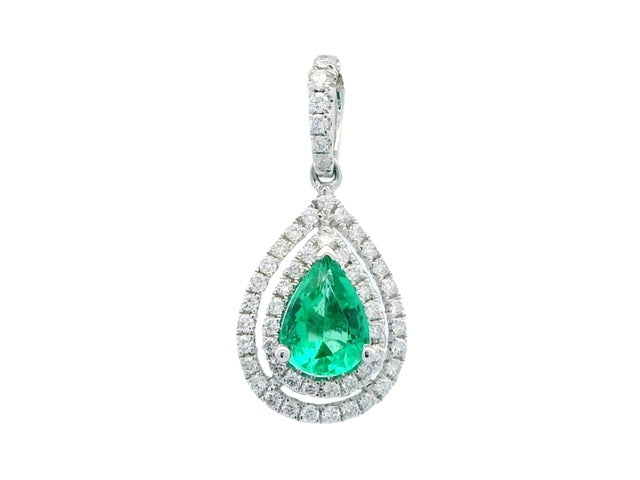 Pear Shaped Emerald & Diamond Pendant