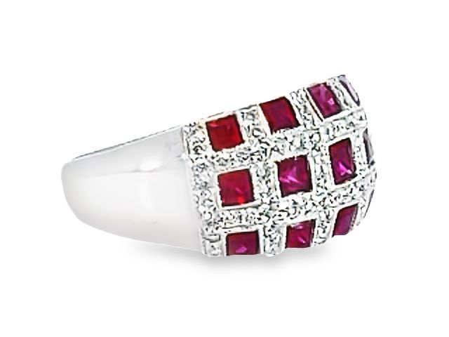 Modern Ruby And Diamond Ring