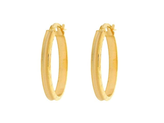 10KT Fancy Oval Hoop Earrings