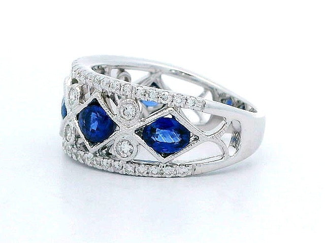 Blue Sapphire & Diamond Band