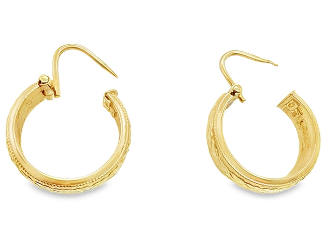 14KT Patterned Hoop Earrings