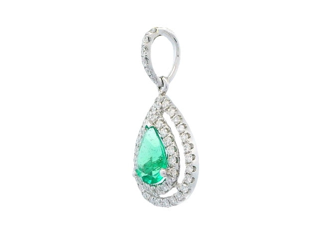 Pear Shaped Emerald & Diamond Pendant