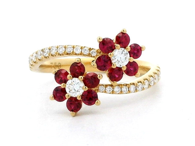 Ruby Floral By-Pass Ring