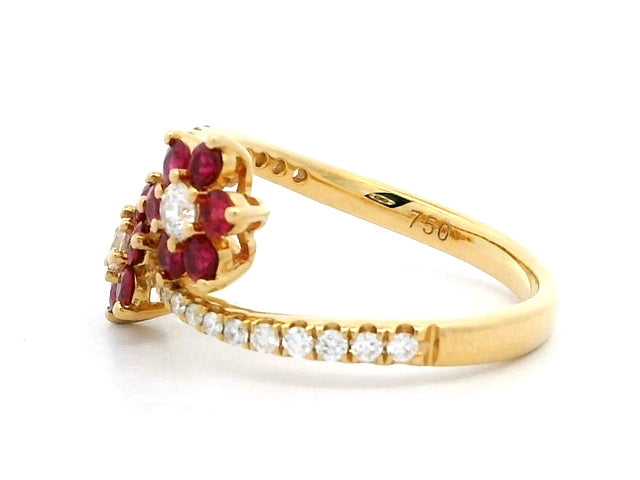 Ruby Floral By-Pass Ring