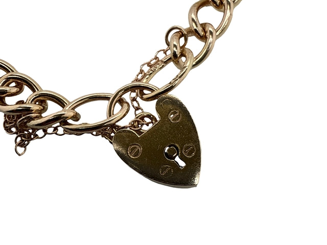 10KT Curb Bracelet with Heart Shaped Clasp