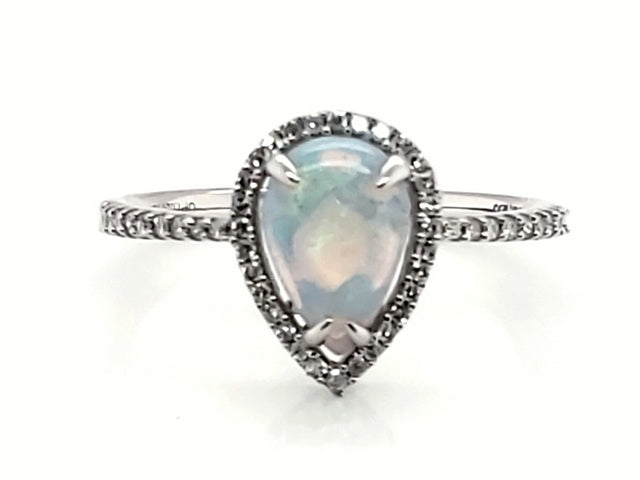 Lady's Halo Pear Opal and Diam