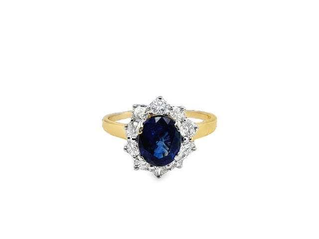 Blue Sapphire & Diamond Ring