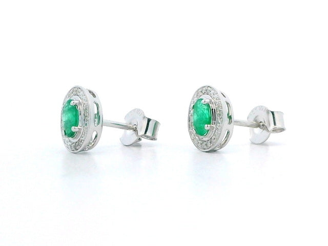 Emerald & Diamond Stud Earrings