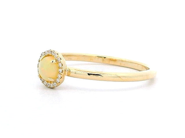 Opal & Diamond Halo Ring