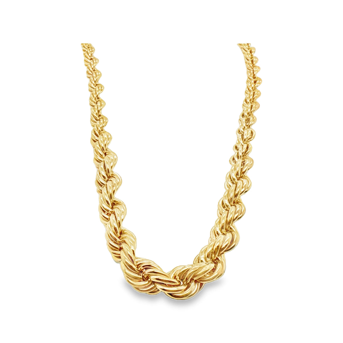 Yellow gold graduated rope chain