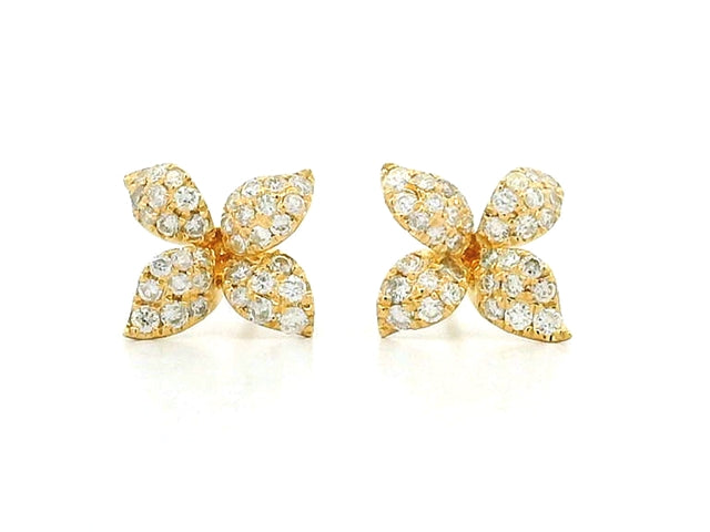 18KT Flower Motif Stud Earrings