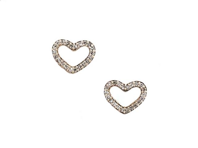 14KT Diamond Heart Earrings