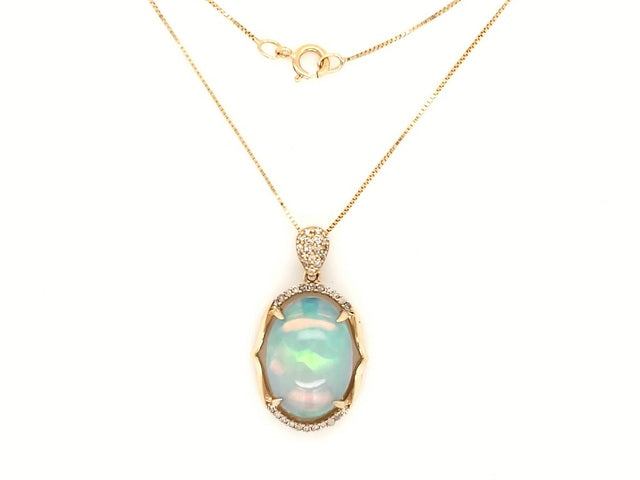 Lady's Drop Oval Opal and Diam