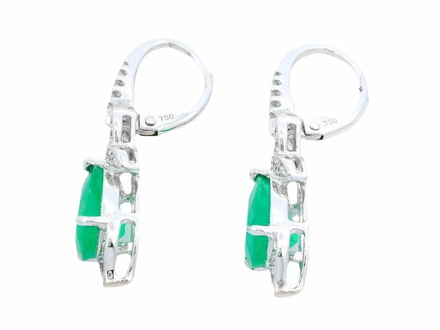 Emerald & Diamond French Back Earrings