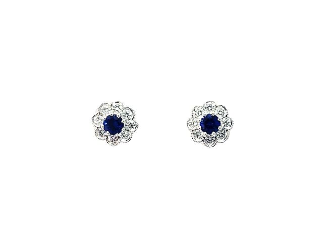Blue Sapphire & DIamond Earrings